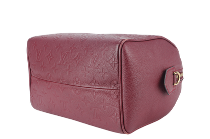 LOUIS VUITTON SPEEDY BANDOULIERE 25 (M44145) BURGUNDY MONOGRAM EMPREINTE GOLD HARDWARE WITH STRAPS, LOCK AND KEYS