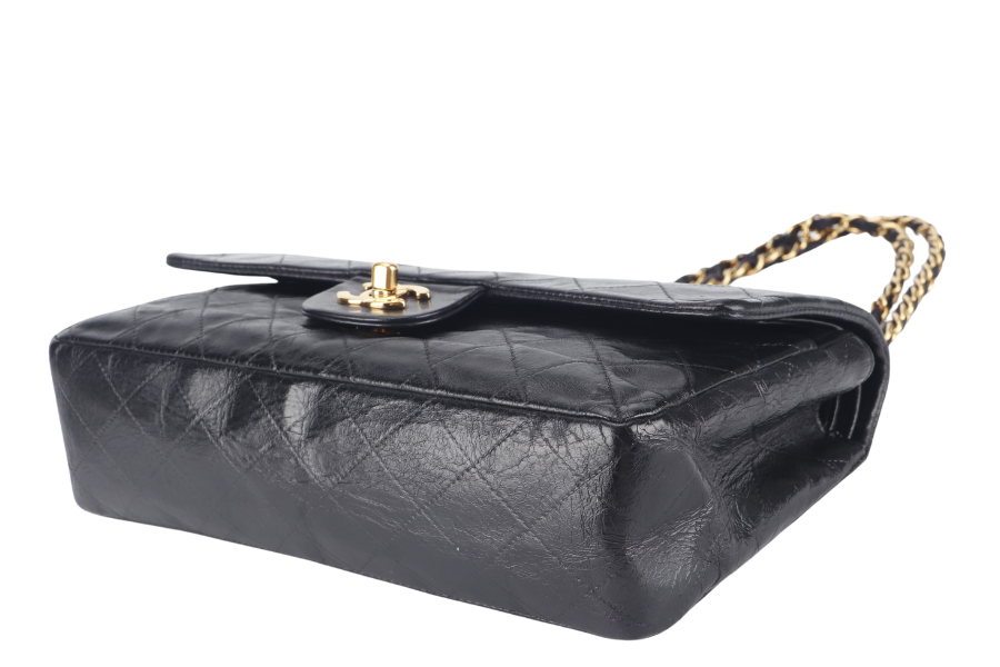 CHANEL VINTAGE CLASSIC DOUBLE FLAP (341xxxx) SMALL BLACK LAMBSKIN LEATHER GOLD HARDWARE NO DUST COVER