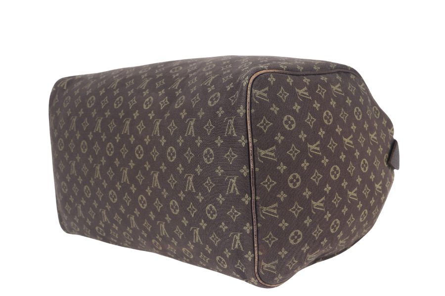 LOUIS VUITTON SPEEDY 30 (M95224) BROWN MINI LIN GOLD HARDWARE WITH DUST COVER