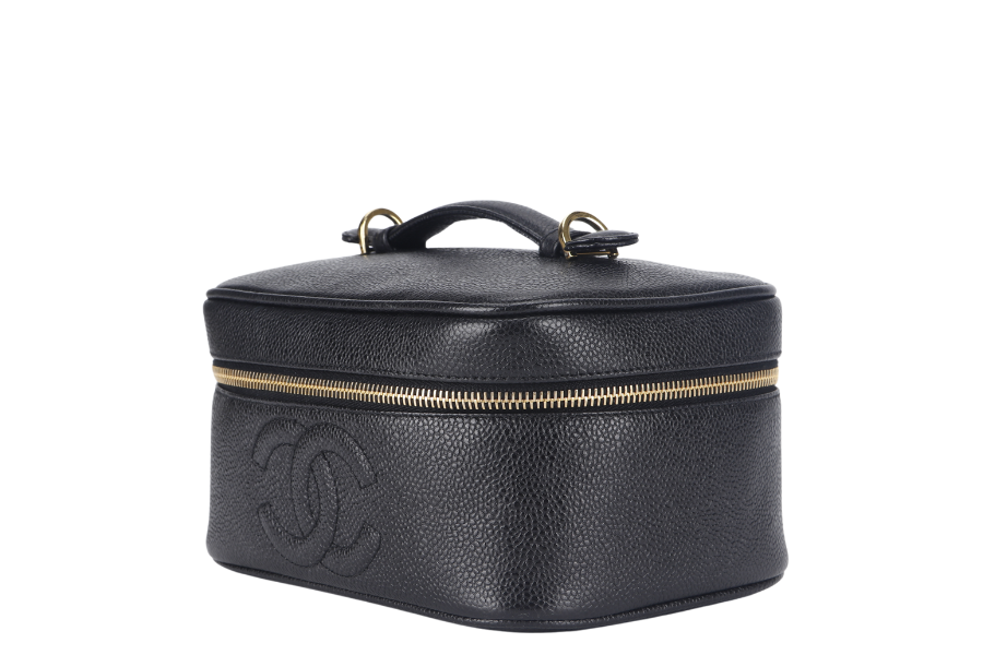CHANEL VANITY CASE (351xxxx) CAVIAR LEATHER GOLD HARDWARE WITH DUST COVER NO STRAPS