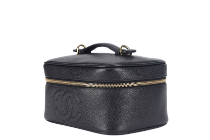 CHANEL VANITY CASE (351xxxx) CAVIAR LEATHER GOLD HARDWARE WITH DUST COVER NO STRAPS