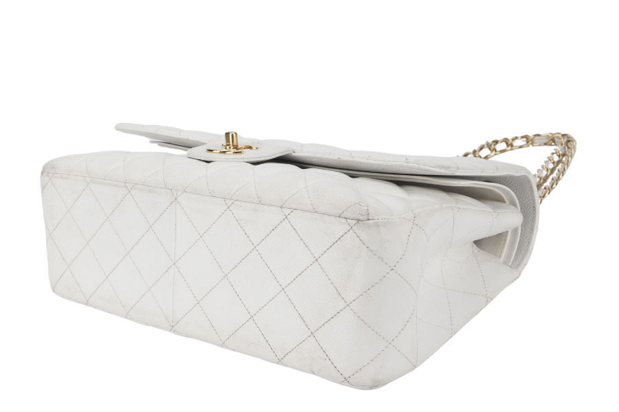 CHANEL JUMBO CLASSIC DOUBLE FLAP (1791xxxx) WHITE CAVIAR GOLD HARDWARE WITH  NO DUST COVER