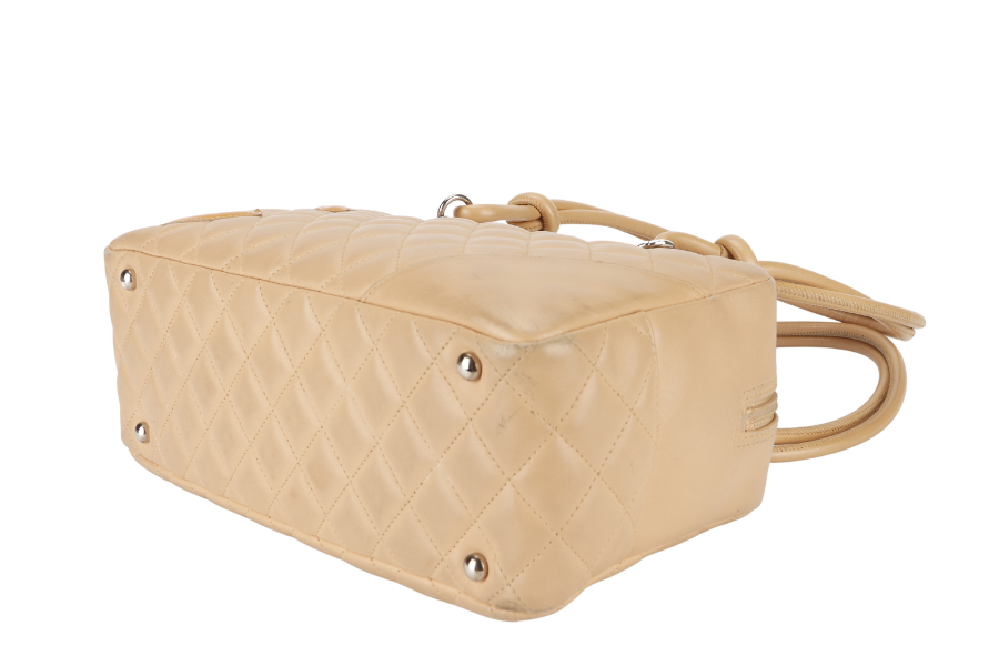 CHANEL VINTAGE CAMBON BOWLER BAG (1023xxxx) BEIGE LAMBSKIN WITH DUST COVER AND BOX