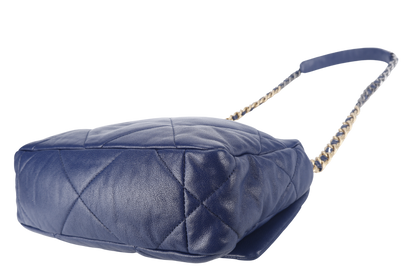 CHANEL C19 (2943xxxx) SMALL ELECTRIC BLUE CLAFSKIN MIX HARDWARE WITH DUST COVER,  AND BOX