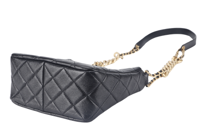 CHANEL 22P HOBO BAG (K63xxxx) BLACK SMALL LAMBSKIN GOLD HARDWARE WITH DUST COVER AND BOX