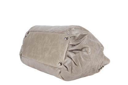 CHANEL TWO WAY TOTE BAG (12995xxxx) GREY MEDIUM EDGE CALFSKIN SILVER HARDWARE NO DUST COVER