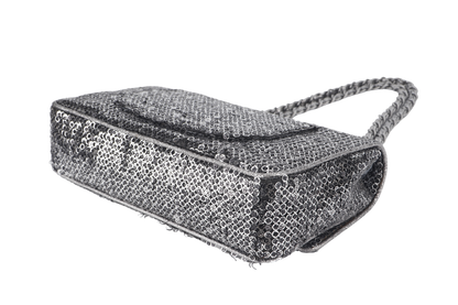 CHANEL FLAP (1164xxxx) SILVER SEQUINS SILVER HARDWARE WITH DUST COVER
