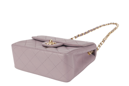 CHANEL VINTAGE CLASSIC FLAP MINI SQUARE (795xxxx) LILAC LAMBSKIN GOLD HARDWARE WITH  AND DUST COVER