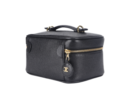 CHANEL VANITY CASE (351xxxx) CAVIAR LEATHER GOLD HARDWARE WITH DUST COVER NO STRAPS