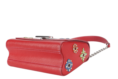 LOUIS VUITTON TWIST LIMITED EDITION MECHANICAL FLOWERS BAG MM RED EPI LEATHER SILVER HARDWARE WITH DUST COVER