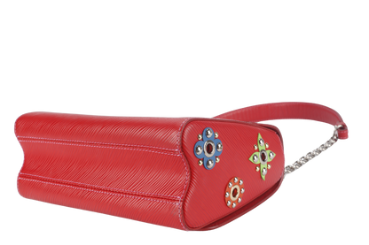 LOUIS VUITTON TWIST LIMITED EDITION MECHANICAL FLOWERS BAG MM RED EPI LEATHER SILVER HARDWARE WITH DUST COVER