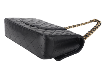 CHANEL CLASSIC FLAP MEDIUM BLACK LAMBSKIN GOLD HARDWARE WITH  (3040xxxx) WITH DUST COVER  AND BOX