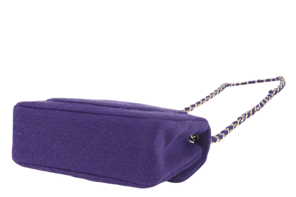 CHANEL CLASSIC FLAP MINI SQUARE (648xxxx) PURPLE JERSEY GOLD HARDWARE WITH DUST COVER AND