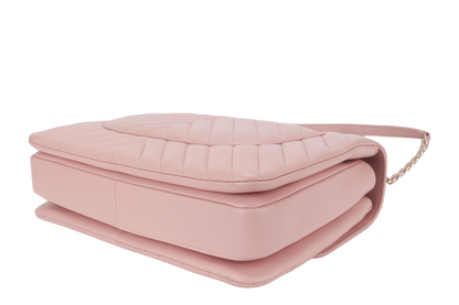 CHANEL TRENDY CC FLAP (2550xxxx) WITH TOP HANDLE MEDIUM PINK LAMBSKIN GOLD HARDWARE WITH DUST COVER