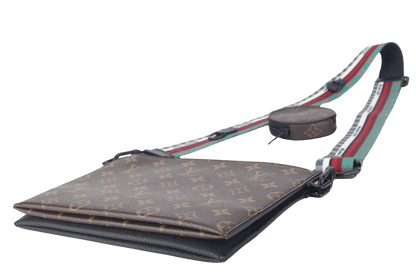 LOUIS VUITTON TRIO POUCH BAG (M59681) MONOGARAM BLACK EMPREINTE WITH ROUND POUCH, STRAPS AND DUST COVER