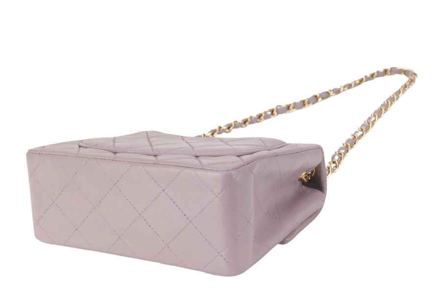 CHANEL VINTAGE CLASSIC FLAP MINI SQUARE (795xxxx) LILAC LAMBSKIN GOLD HARDWARE WITH  AND DUST COVER