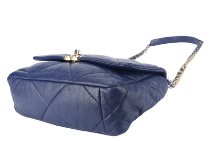CHANEL C19 (2943xxxx) SMALL ELECTRIC BLUE CLAFSKIN MIX HARDWARE WITH DUST COVER,  AND BOX