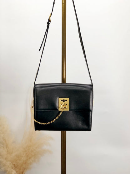 CELINE Gancini Shoulder bag Black Vintage mv6k7d