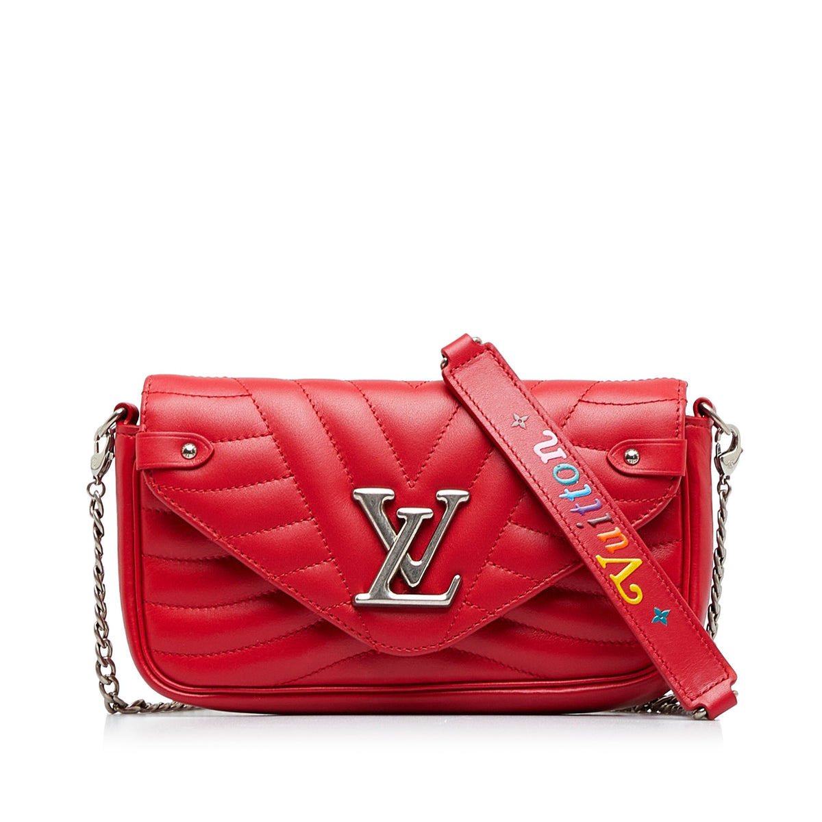 Red Louis Vuitton New Wave Chain Pochette Crossbody Bag
