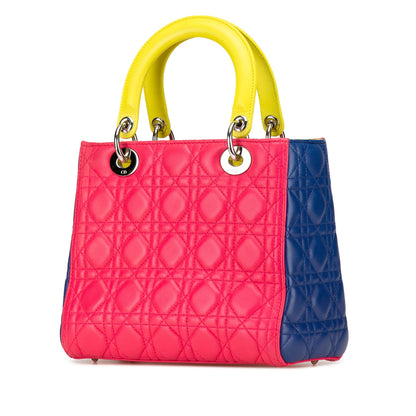 Medium Tricolor Lambskin Cannage Lady Dior