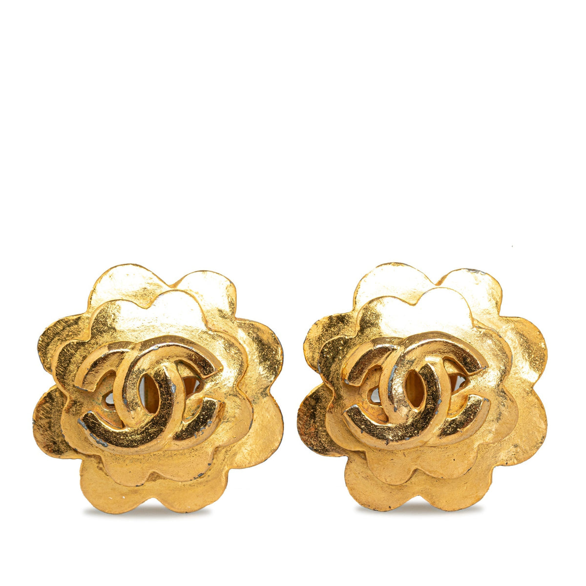 CHANEL CC Flower Clip on Earrings Costume Earrings