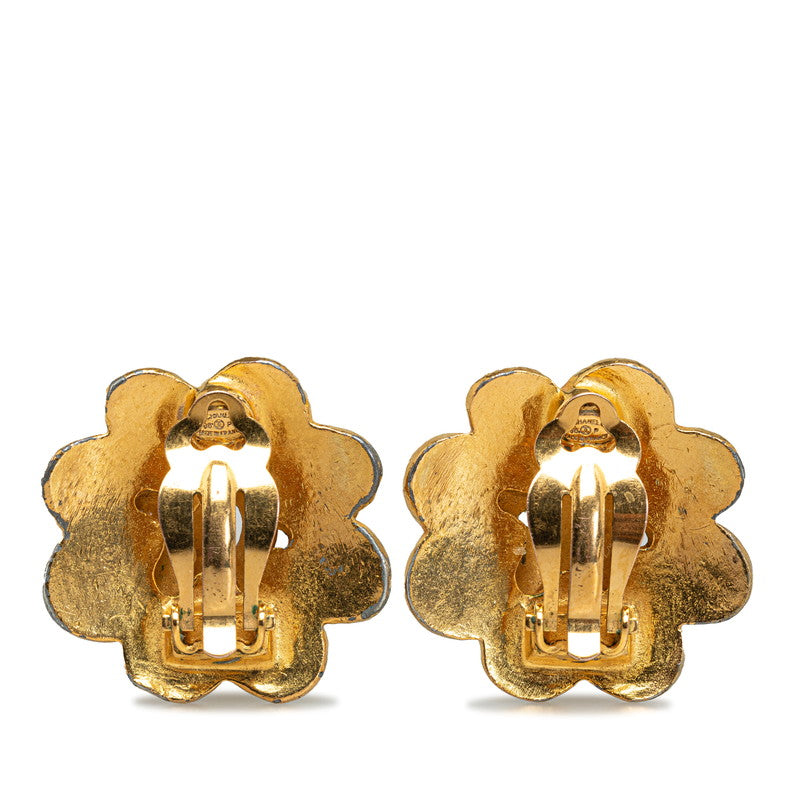 Chanel CC Flower Clip On Earrings Metal Earrings in Good condition