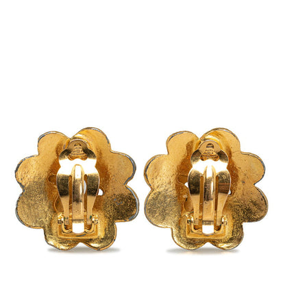 Chanel CC Flower Clip On Earrings Metal Earrings in Good condition