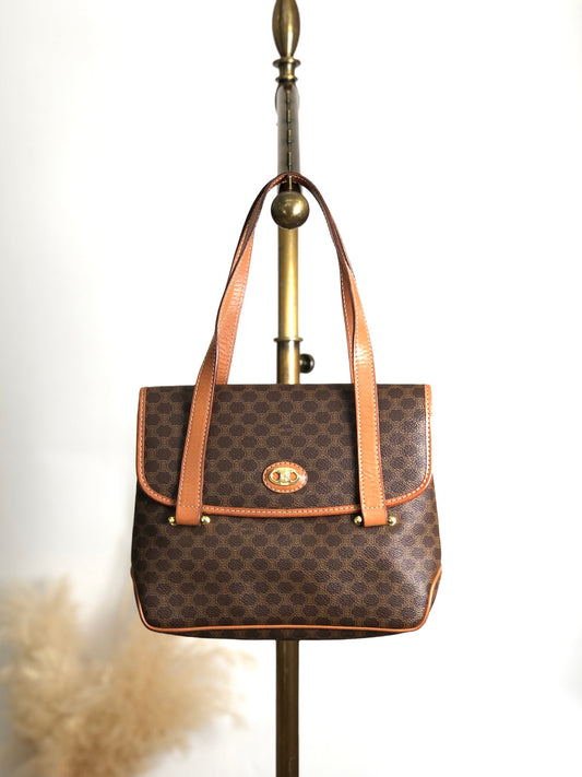 CELINE Macadam Handbag Brown Vintage 5fmrk2