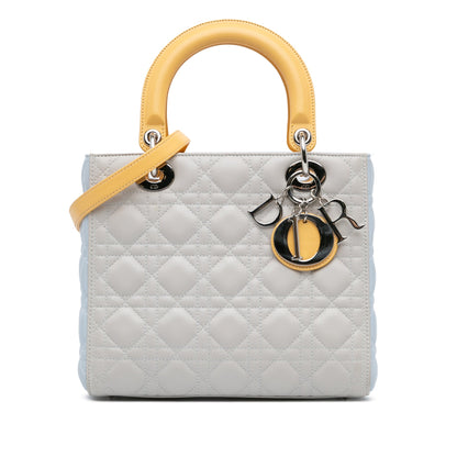 Medium Tricolor Lambskin Cannage Lady Dior