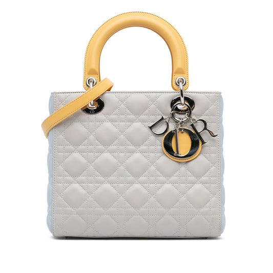 Medium Tricolor Lambskin Cannage Lady Dior