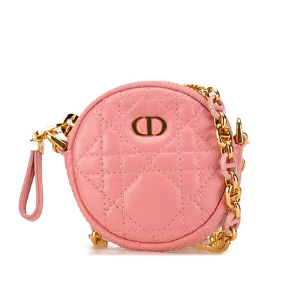 Mini Lambskin Cannage Round Caro Pouch