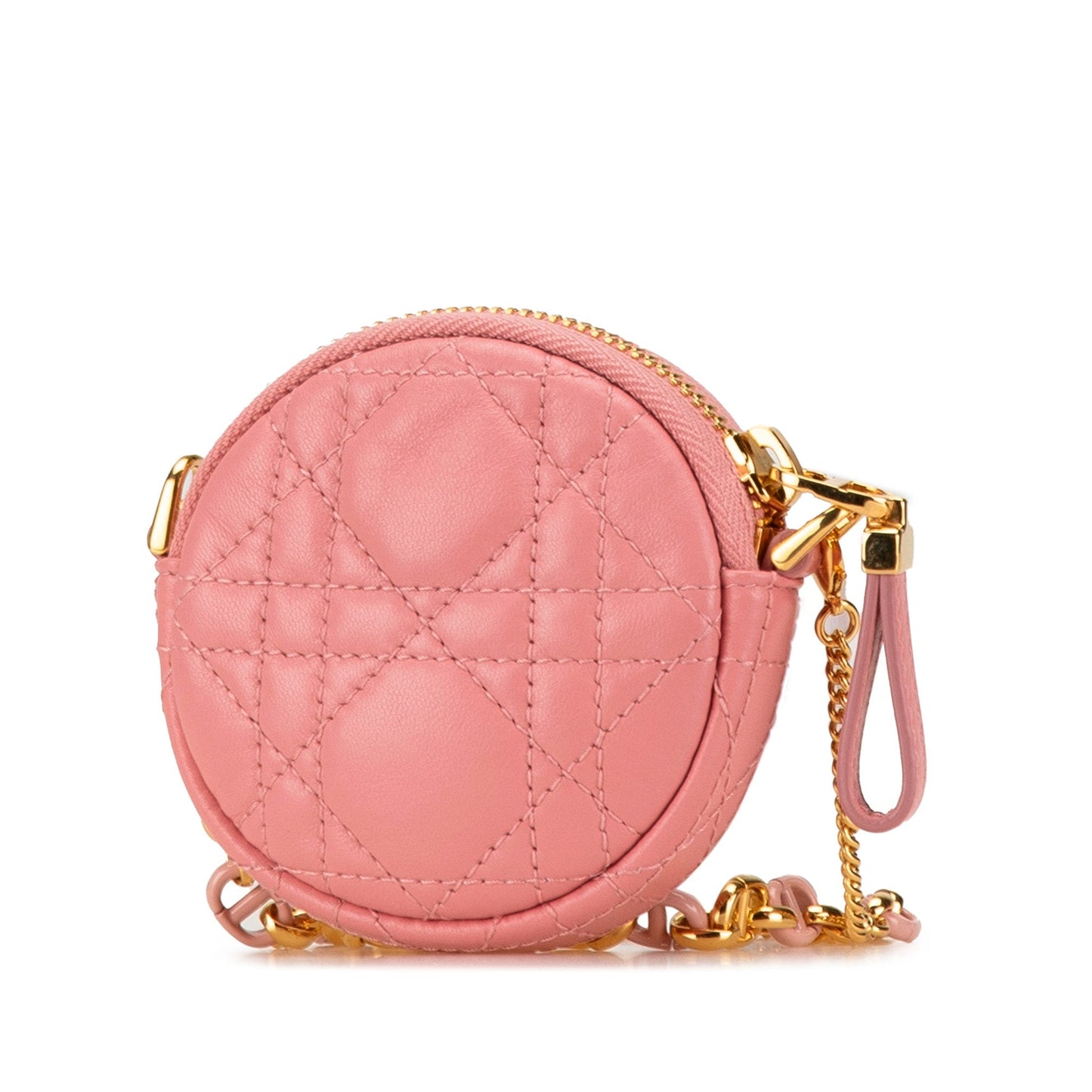 Mini Lambskin Cannage Round Caro Pouch