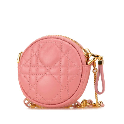 Mini Lambskin Cannage Round Caro Pouch