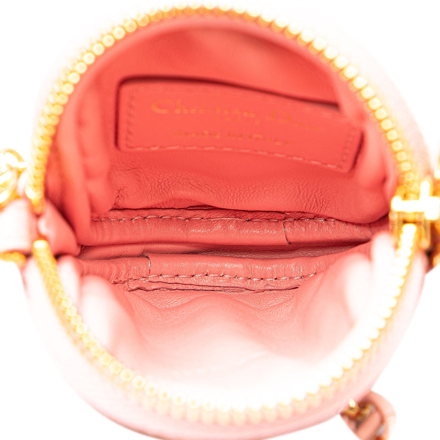 Mini Lambskin Cannage Round Caro Pouch
