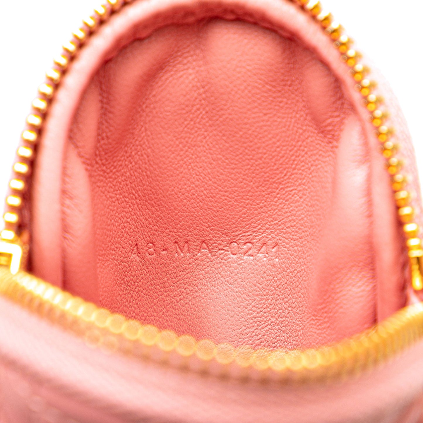 Mini Lambskin Cannage Round Caro Pouch