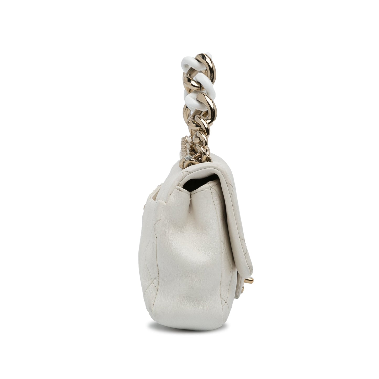 White Chanel Small Elegant Chain Single Flap Satchel
