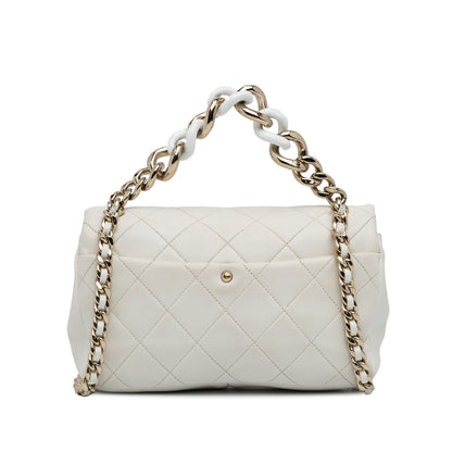 White Chanel Small Elegant Chain Single Flap Satchel