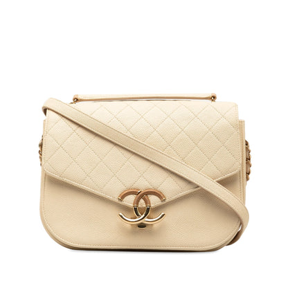 CHANEL Medium Caviar Cuba Top Handle Flap Satchel