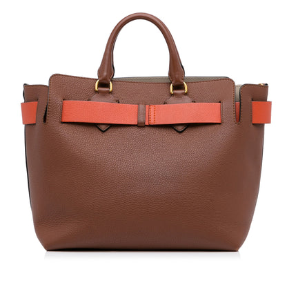 Burberry Belt Handbag Medium Brown Leather