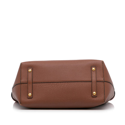 Burberry Belt Handbag Medium Brown Leather