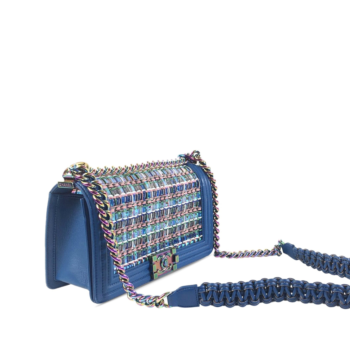 CHANEL Medium Braided Lambskin Boy Flap Crossbody Bag