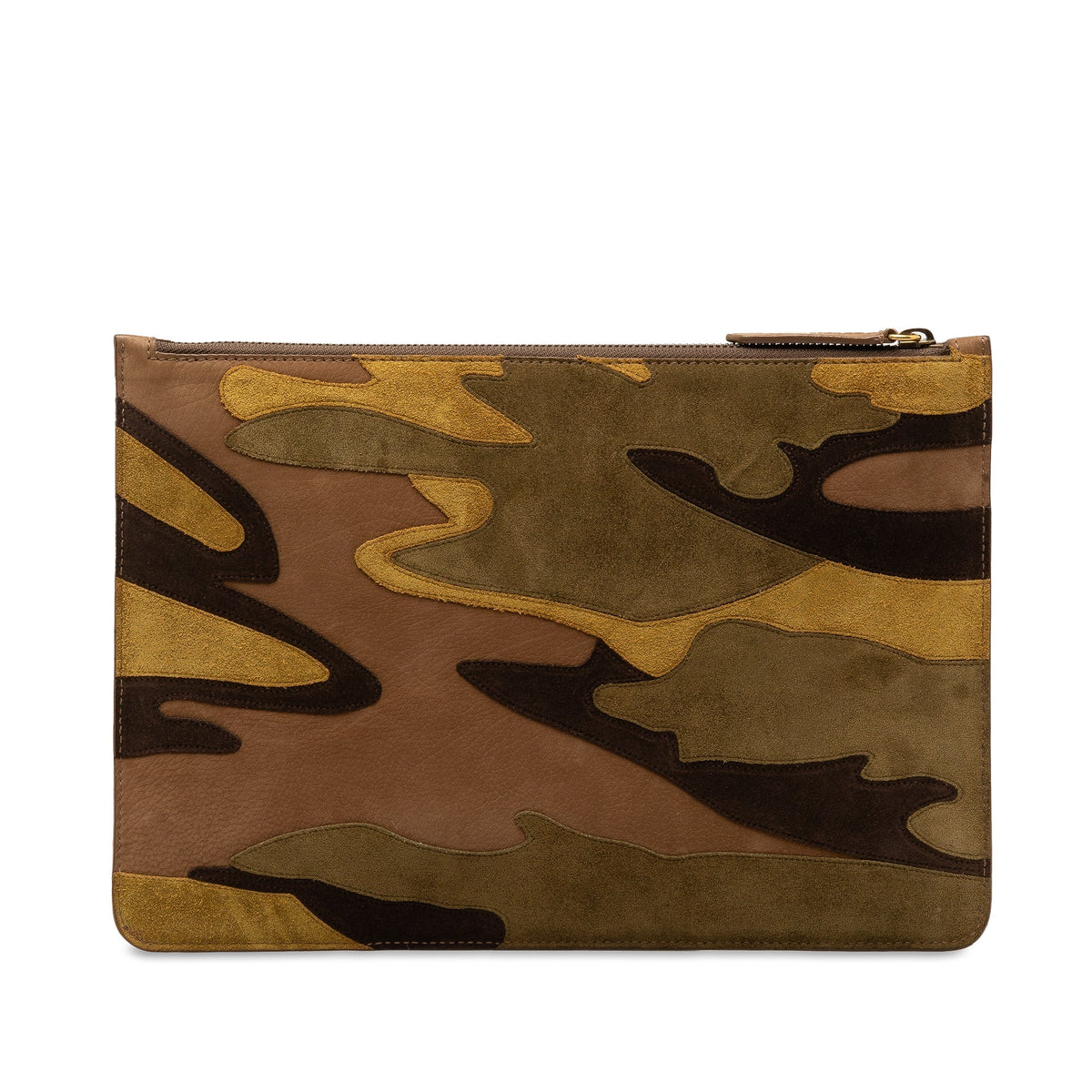 BURBERRY Suede Camouflage Patchwork Clutch Clutch Bag