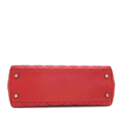 Red Chanel Small Caviar Coco Top Handle Bag Satchel