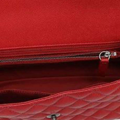 Red Chanel Small Caviar Coco Top Handle Bag Satchel