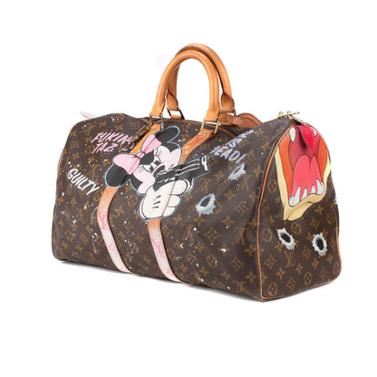 LOUIS VUITTON Travel bag 45 Monogram customized "Fucking Taz" by PatBo