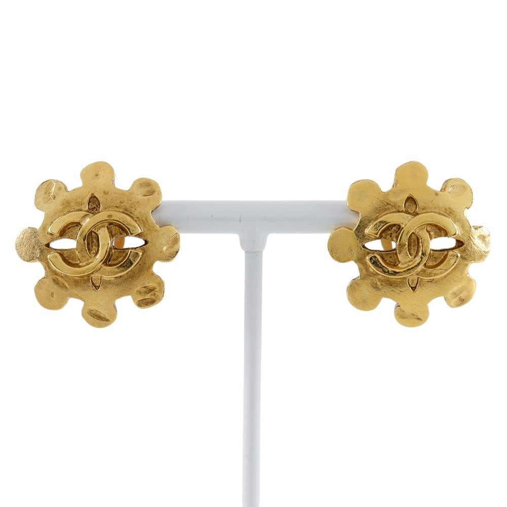 CHANEL Earring Plated Gold gold vintage COCO Mark Women Used