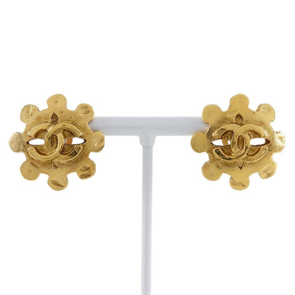 CHANEL Earring Plated Gold gold vintage COCO Mark Women Used