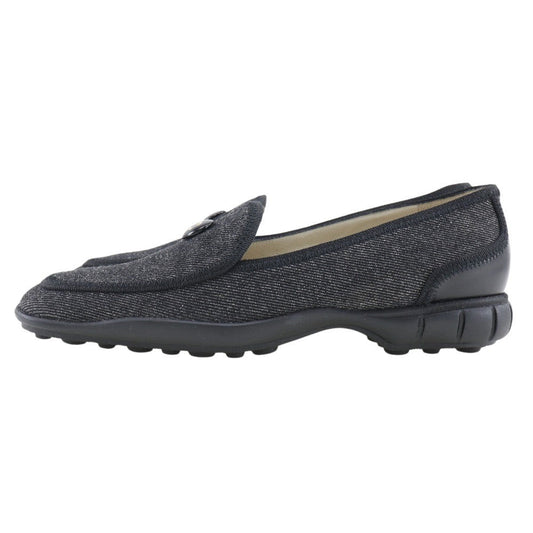 CHANEL loafers denim black COCO Button Women 36 1/2 Used