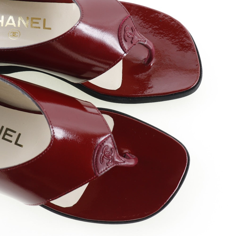 CHANEL Sandals A10780 Patent leather wine-red Tong Women 36 Used