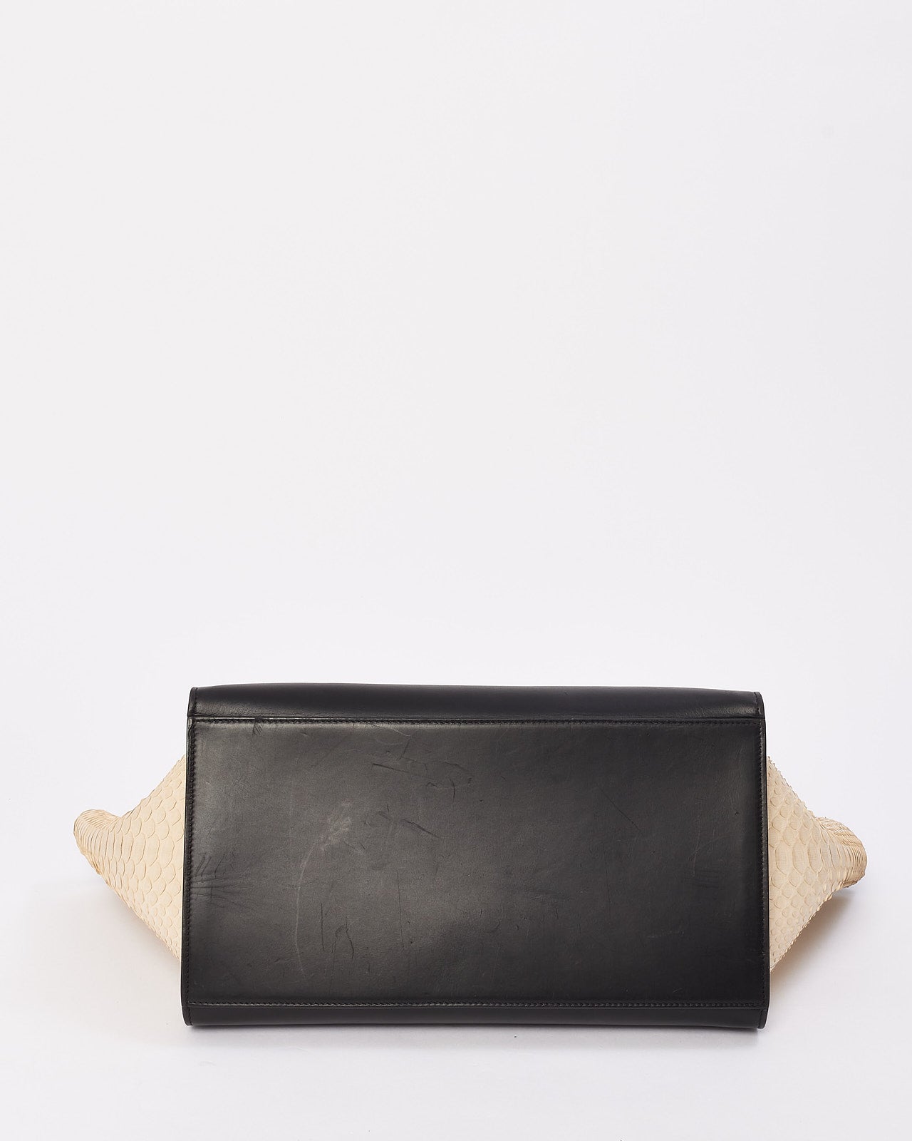 Celine Black & White Python & Leather Medium Trapeze Bag